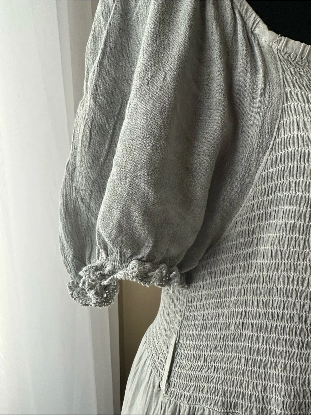 Young Threads Smocked Square-Neck Maxi Dress in Light Gray - Picture 3 of 7